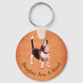 Howling Beagle Dog Cute Personalized Sleutelhanger (Voorkant)