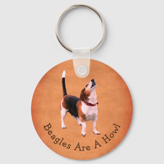 Howling Beagle Dog Cute Personalized Sleutelhanger (Voorkant)