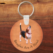 Howling Beagle Dog Cute Personalized Sleutelhanger (Achterkant)