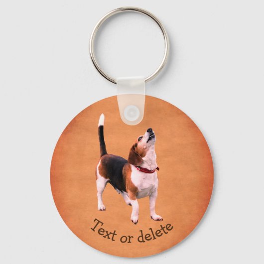 Howling Beagle Dog Cute Personalized Sleutelhanger (Voorkant)