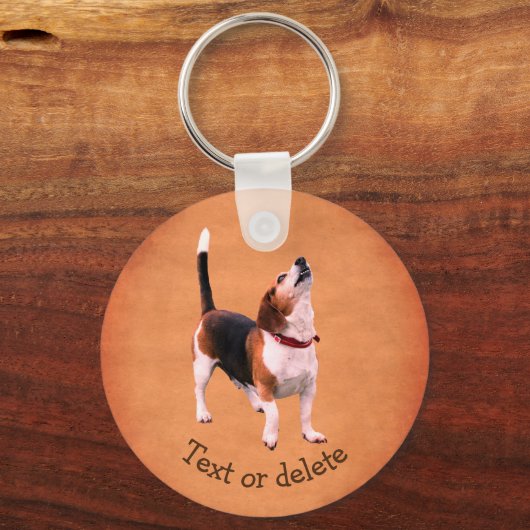 Howling Beagle Dog Cute Personalized Sleutelhanger (Achterkant)