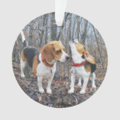 Howling Beagle in Bossen kerstversiering Ornament (voorkant)