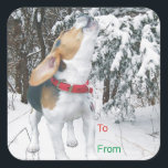 Howling Beagle Snowy Christmas Gift Label Stickers<br><div class="desc">Geweldig makkelijk idee.</div>