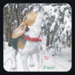 Howling Beagle Snowy Christmas Gift Label Stickers<br><div class="desc">Geweldig makkelijk idee.</div>