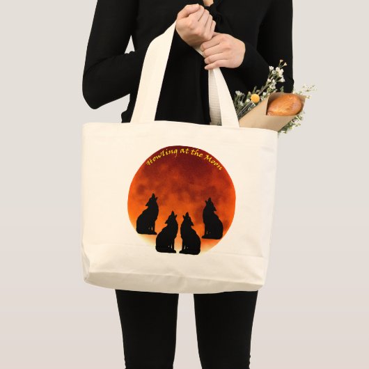 Howling bij de maan grote tote bag (Voorkant (product))