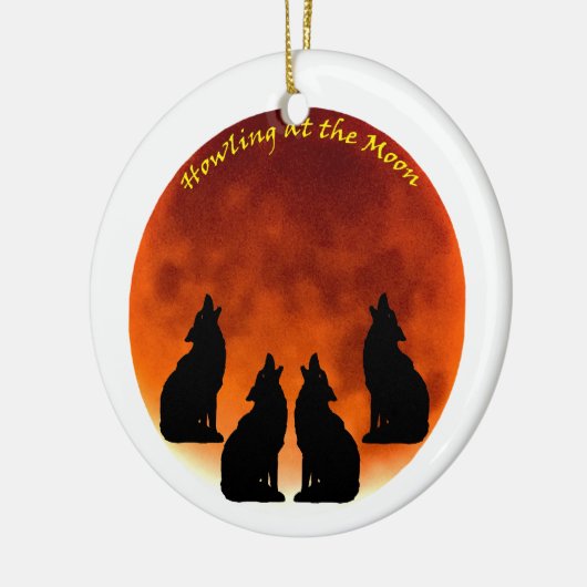 Howling bij de maan keramisch ornament (Links)