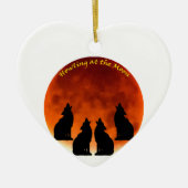Howling bij de maan keramisch ornament (Voorkant)