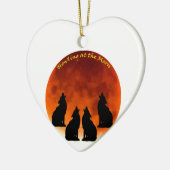 Howling bij de maan keramisch ornament (Links)