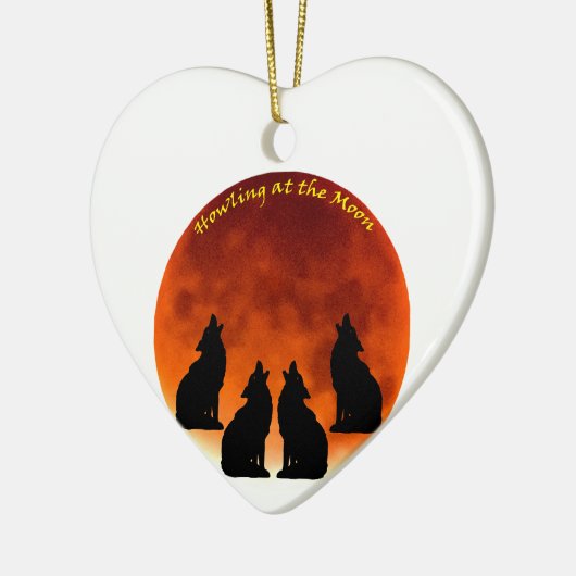 Howling bij de maan keramisch ornament (Links)