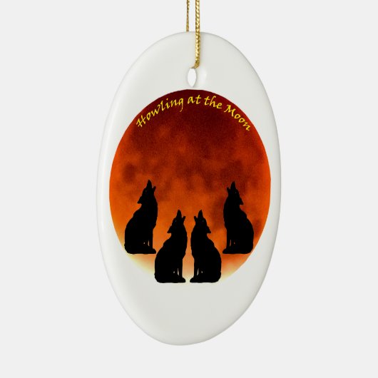 Howling bij de maan keramisch ornament (Rechts)