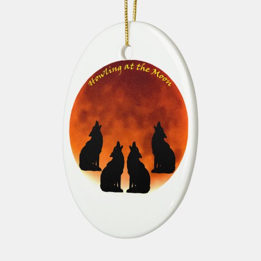 Howling bij de maan keramisch ornament (Links)