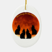 Howling bij de maan keramisch ornament (Voorkant)