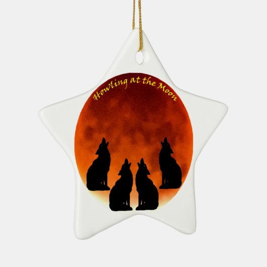 Howling bij de maan keramisch ornament (Rechts)