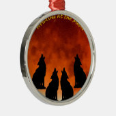 Howling bij de maan metalen ornament (Rechts)