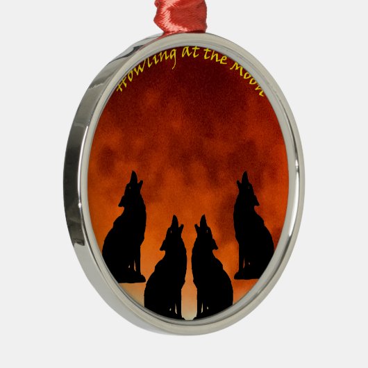 Howling bij de maan metalen ornament (Rechts)