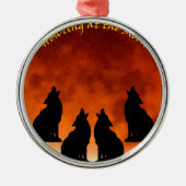 Howling bij de maan metalen ornament (Voorkant)