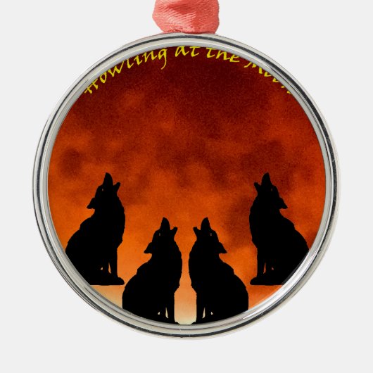Howling bij de maan metalen ornament (Voorkant)