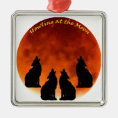 Howling bij de maan metalen ornament (Voorkant)