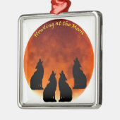 Howling bij de maan metalen ornament (Links)