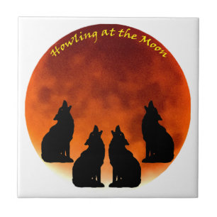 Howling bij de maan tegeltje