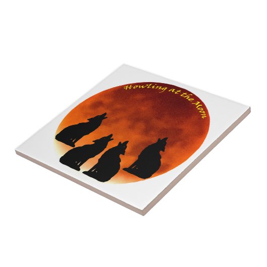 Howling bij de maan tegeltje (Zijkant)