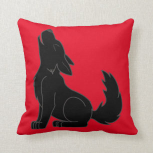 Howling Black Wolf Kussen