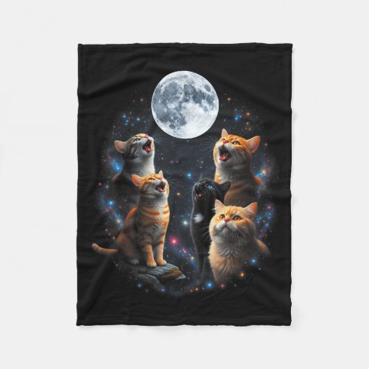 Howling Cats Full Moon Starry Sky Galaxy Cosmic An Fleece Deken (Voorkant)