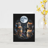 Howling Cats Full Moon Starry Sky Galaxy Cosmic An Kaart (Gele Bloem)