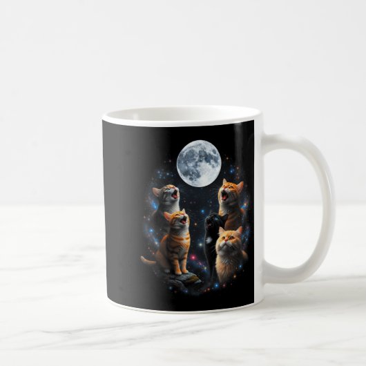 Howling Cats Full Moon Starry Sky Galaxy Cosmic An Koffiemok (Rechts)