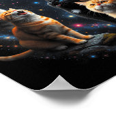 Howling Cats Full Moon Starry Sky Galaxy Cosmic An Poster (Hoek)