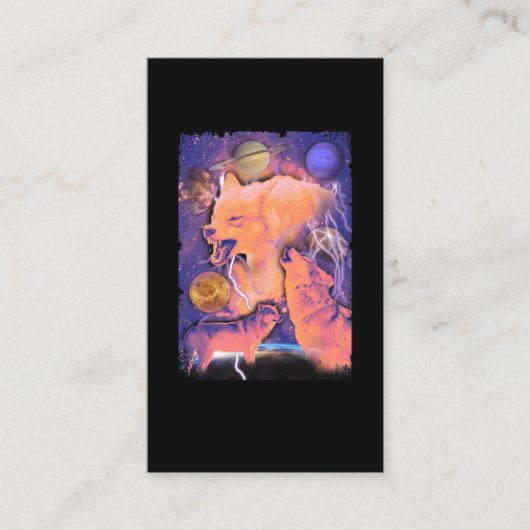 Howling Cosmic Wolves Moon Space Wolf Visitekaartje (Voorkant)
