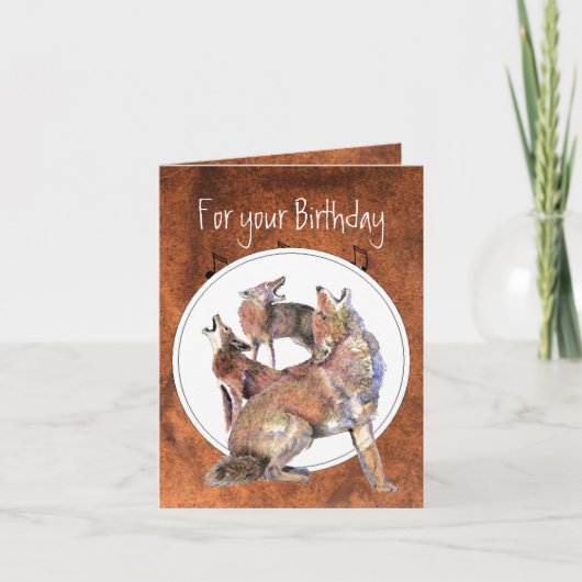 Howling Coyote - Funny Animal Birthday Kaart (Voorkant)