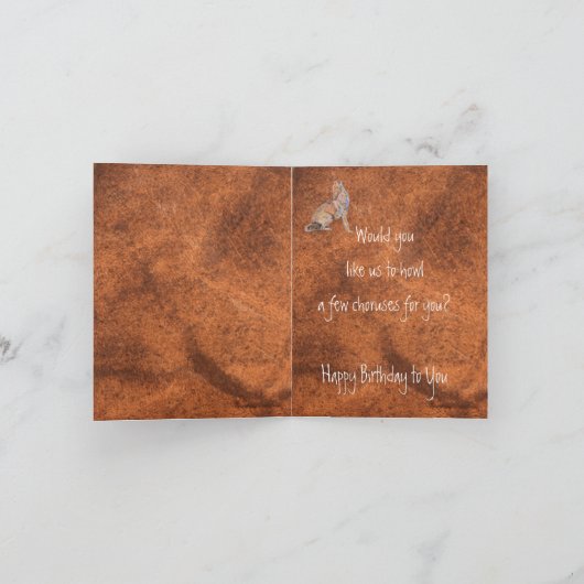 Howling Coyote - Funny Animal Birthday Kaart (Binnen)