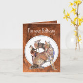 Howling Coyote - Funny Animal Birthday Kaart (Gele Bloem)