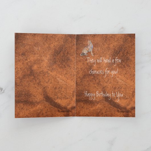 Howling Coyote - Funny Animal Birthday Kaart (Binnen)