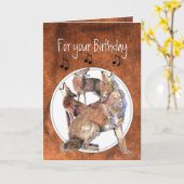 Howling Coyote - Funny Animal Birthday Kaart (Gele Bloem)