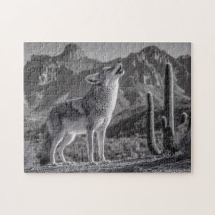 Howling Coyote in het woestijnlandschap Legpuzzel