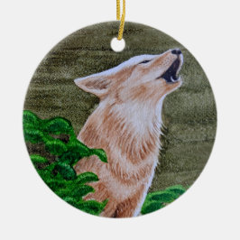 Howling Coyote Keramisch Ornament