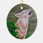 Howling Coyote Keramisch Ornament (Links)