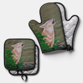 Howling Coyote Ovenwant & Pannenlap Set (Voorkant / Achterkant)