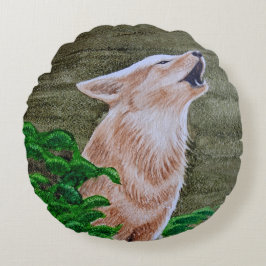 Howling Coyote Rond Kussen