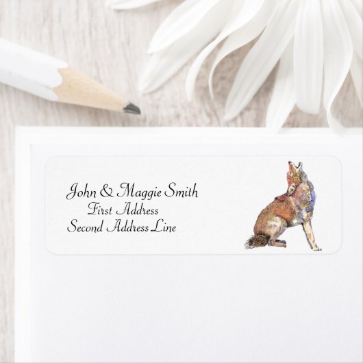 Howling Coyote - waterverf dierlijk adres Etiket (Insitu)