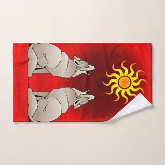 HOWLING COYOTES BENEATT A SOUTHWESTERN SUN BAD HANDDOEK (Handdoek)