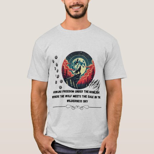 Howling Freedom onder het maanlicht T-shirt (Voorkant)