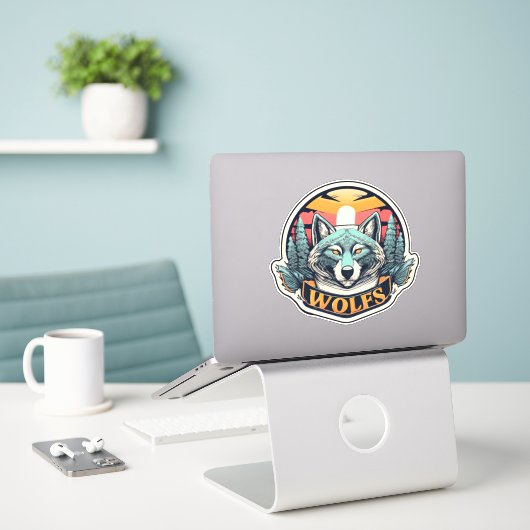 Howling Goede deals Wolf Stickers elke gelegenheid (Laptop op bureau)