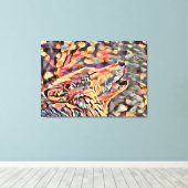 Howling Gray Wolf Abstract Animal Wildlife Art Canvas Afdruk (Insitu (Houten vloer))