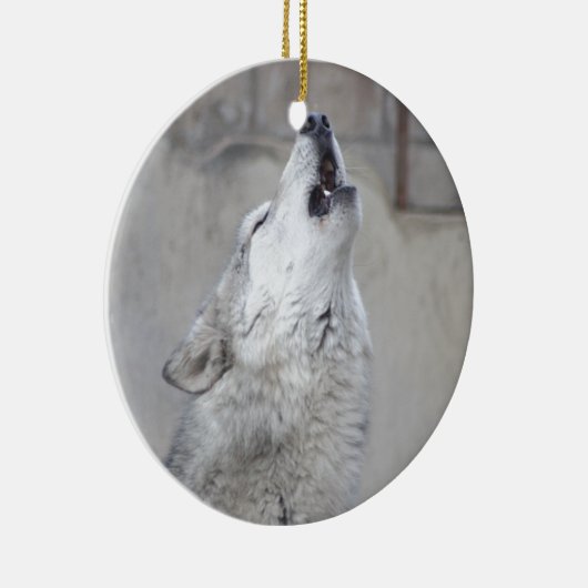 Howling Gray Wolf Keramisch Ornament (Rechts)