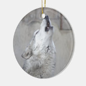 Howling Gray Wolf Keramisch Ornament (Links)