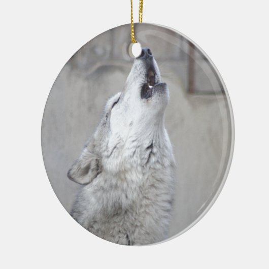 Howling Gray Wolf Keramisch Ornament (Links)