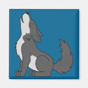 Howling Gray Wolf met natuurlijke markeringen Magneet